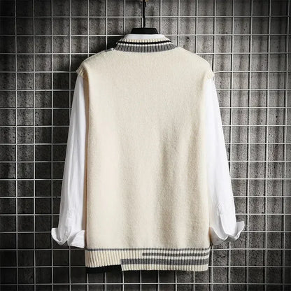 Grüne Retro-Strickweste mit V-Ausschnitt für Herren