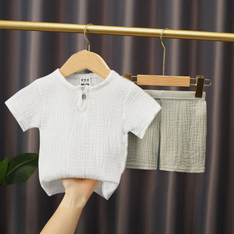 Cotton Linen T-Shirt and Shorts Set