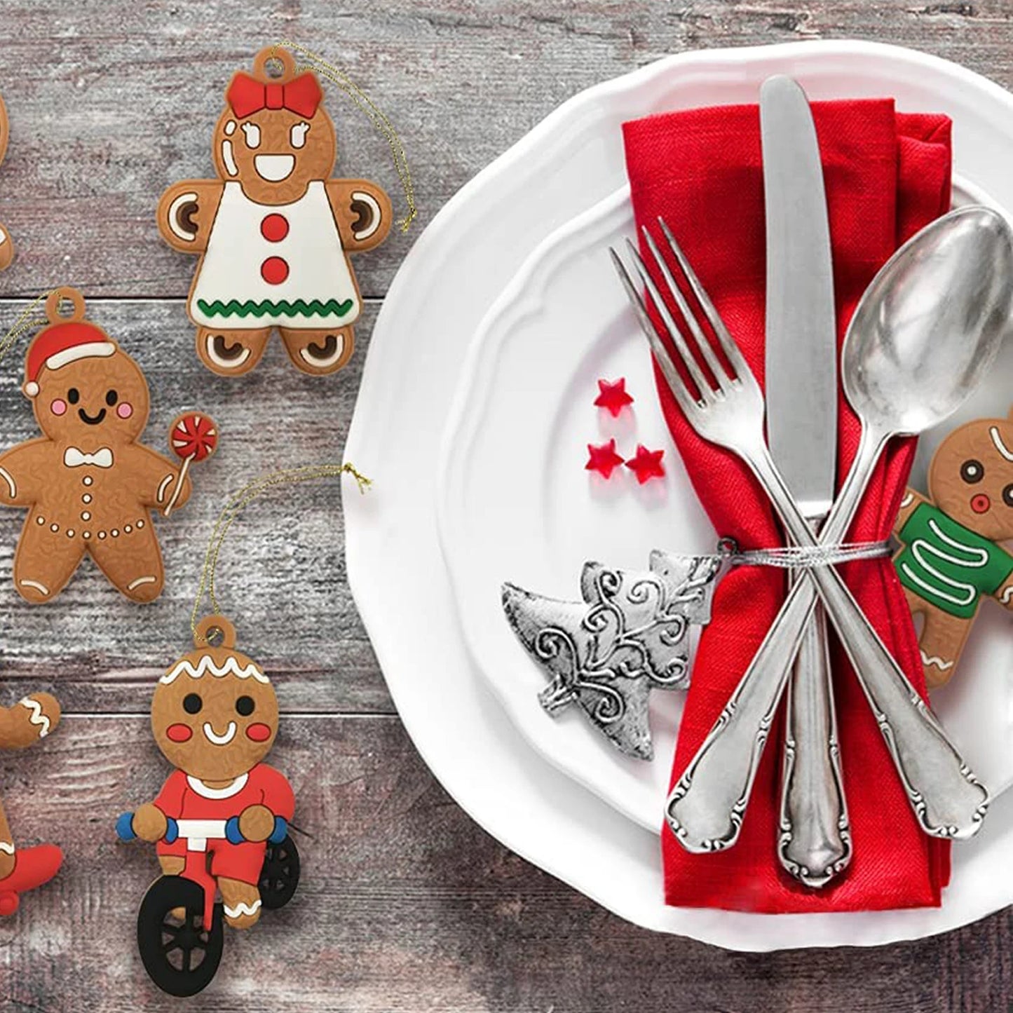 Set of 12 Christmas Gingerbread Man Ornaments