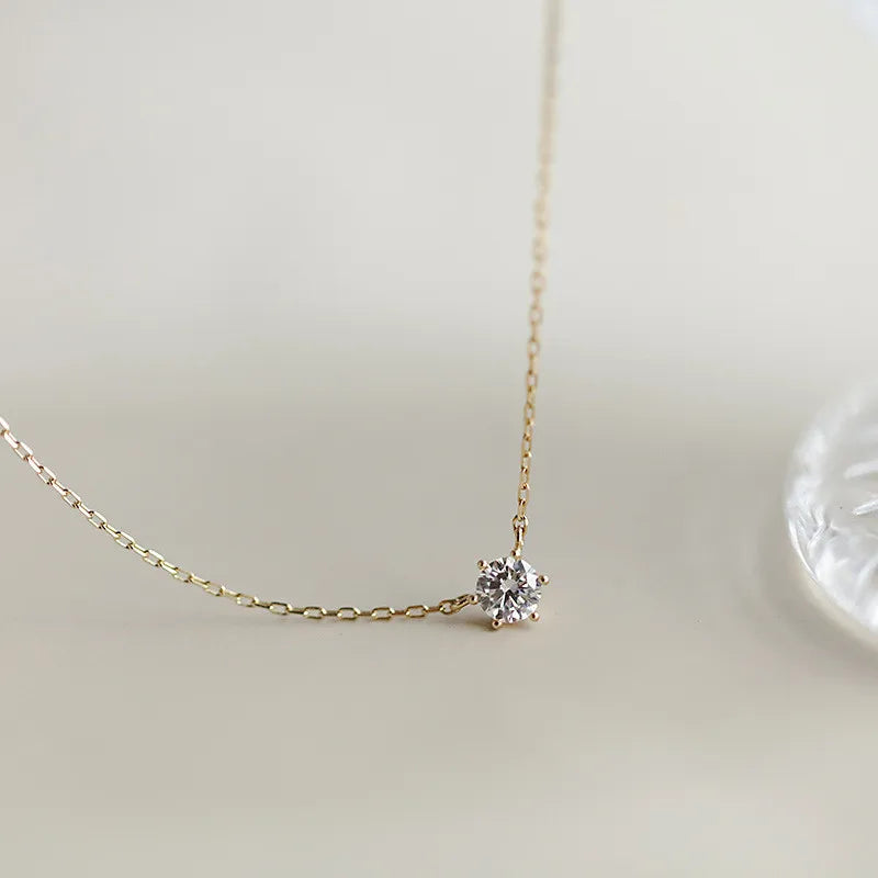 Sterling Silver Gold Plated Sparkling Zircon Necklace for Women