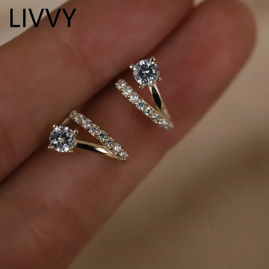 LIVVY Silver Twisted Zircon Stud Earrings