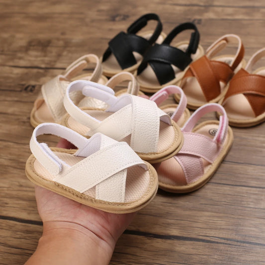 Baby Cross Hollow Soft Sole Leather Summer Sandals