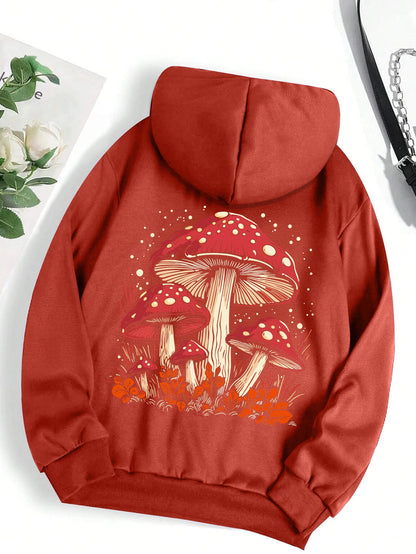 Warme Fleece-Hoodies mit Grafik für den Herbst für Damen