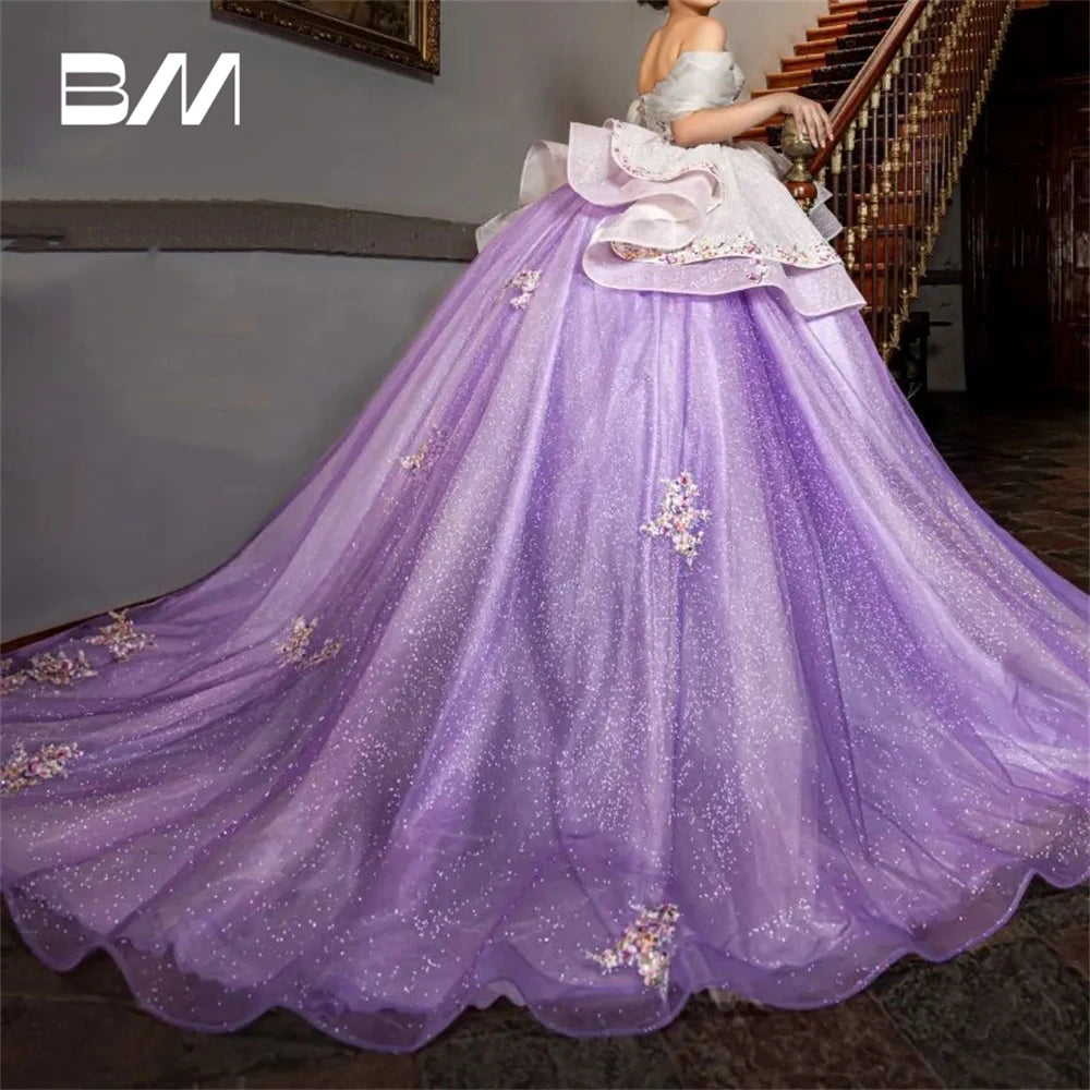 Lavender Off-Shoulder Quinceañera Dress