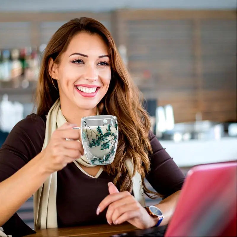 Tasse en verre à double paroi pour fleurs séchées – Polyvalente et sûre