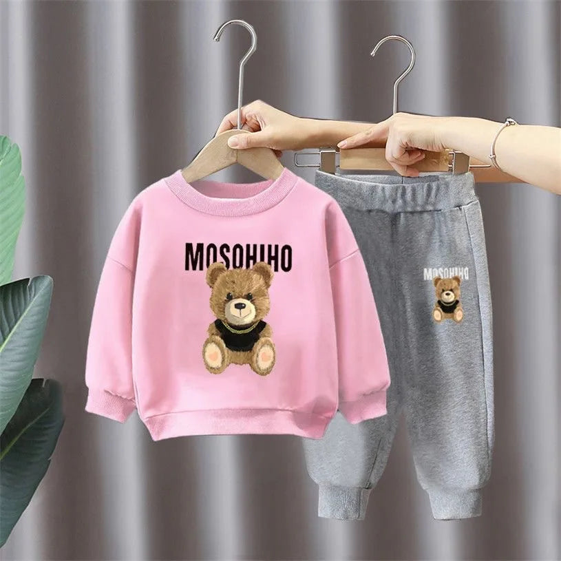 Cartoon Bear T-Shirt & Shorts Set for Kids