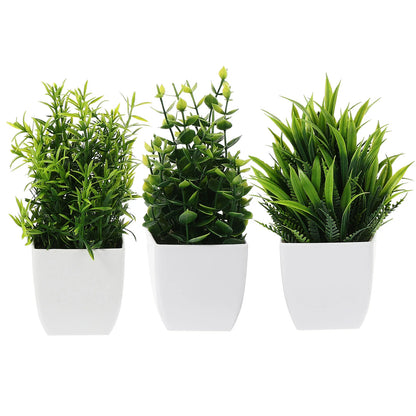 3pcs Faux Potted Plants Mixed Style for Home Deco