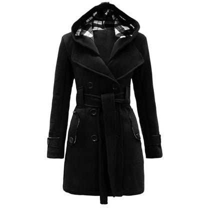 Trendy Chequered Hooded Overcoat for