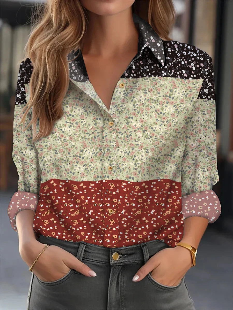 Haut ample à manches longues et imprimé tempérament pour femme