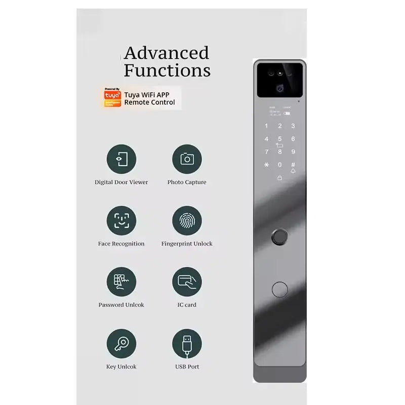 Tuya App Smart Fingerprint Door Lock with Camera