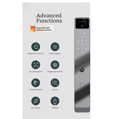 Tuya App Smart Fingerprint Door Lock with Camera