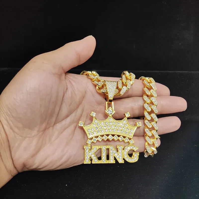 Chaîne cubaine King avec couronne creuse de style rue, 1 pièce