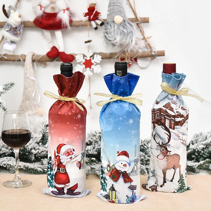 Creative Christmas Wine Bottle Covers Set
