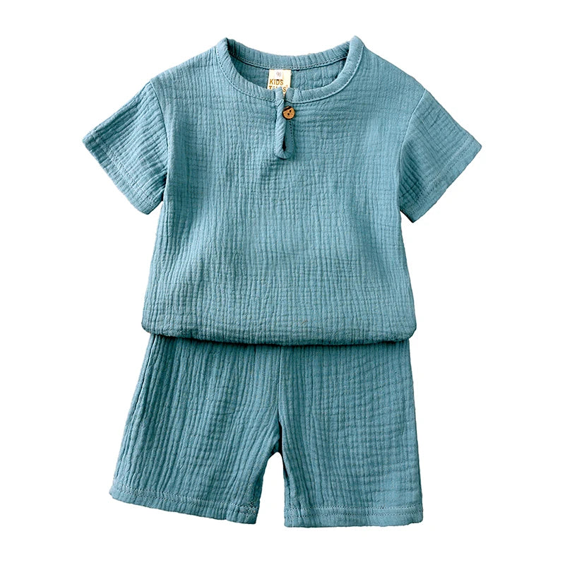 Ensemble de tenue 2 pièces en lin et coton pour enfants