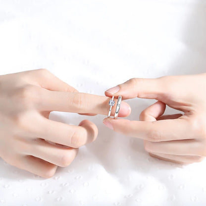 925 Sterling Silver Geometric Couple Rings