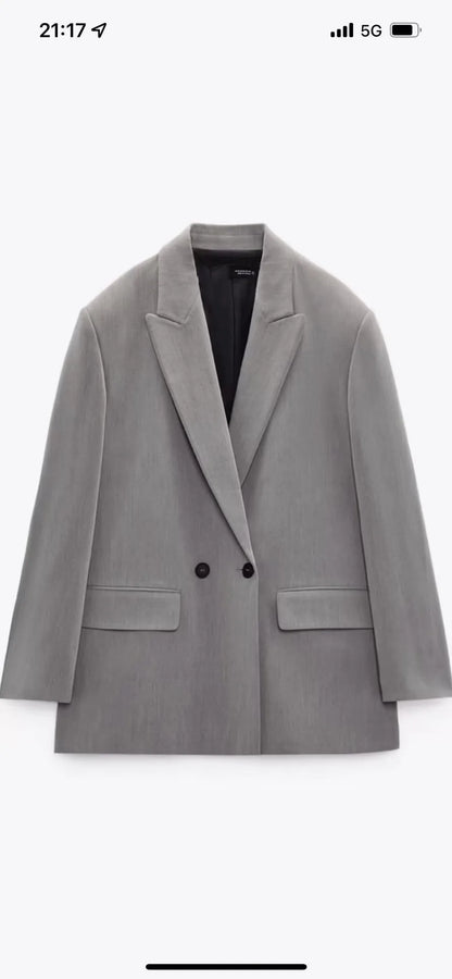 Blazer croisé à manches longues et revers pour femme