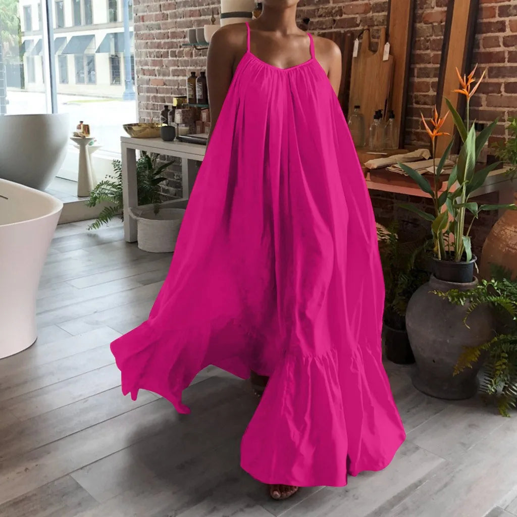 Sexy Sleeveless Backless Big Swing Maxi Long Dress