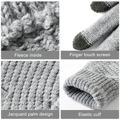 Warme Winterhandschuhe aus Strick – Touchscreen-kompatibel