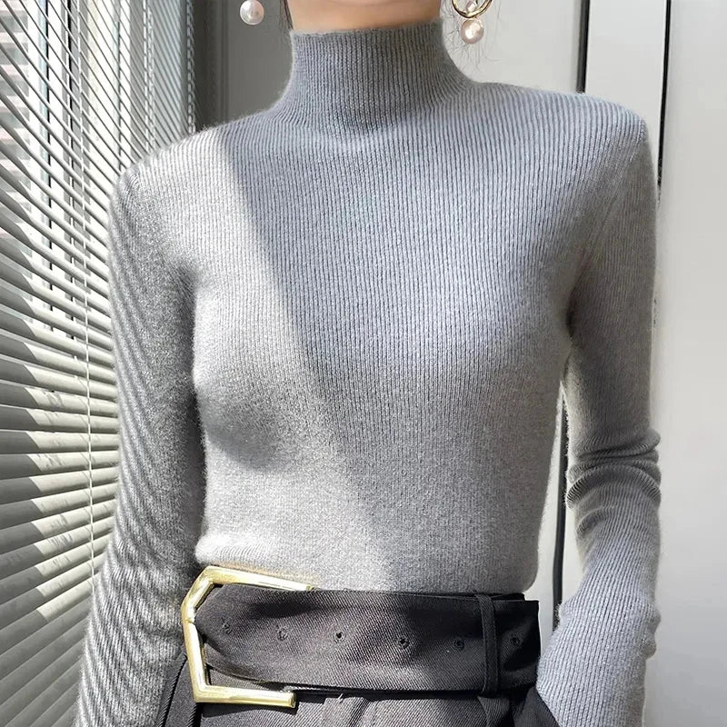 Chic Women's Half Turtleneck Knitted Sweater