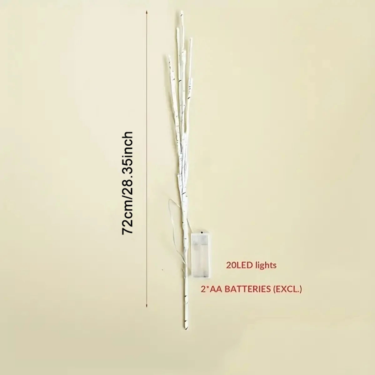 Guirlande lumineuse d'extérieur à LED en forme de branche de bouleau fonctionnant sur batterie