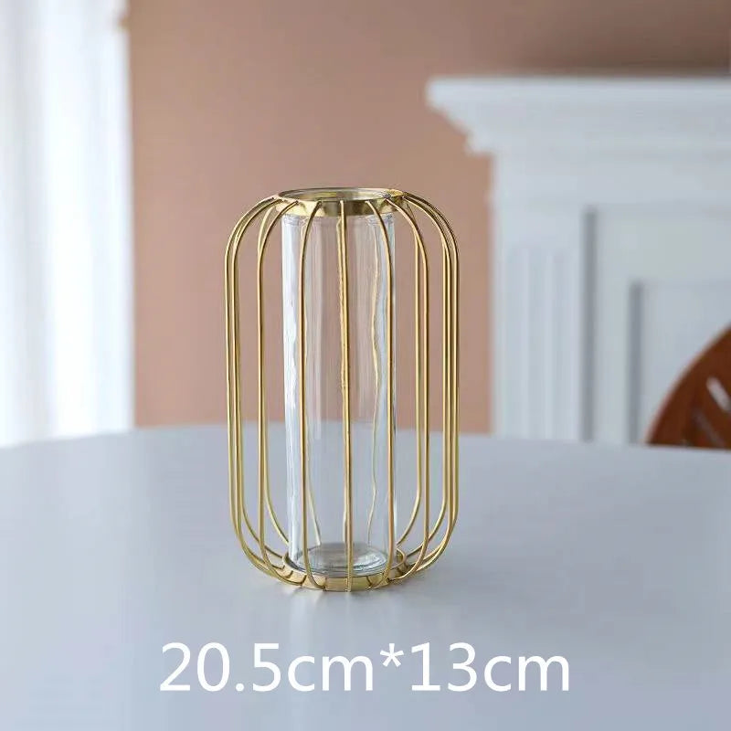 Modern Nordic Golden Glass Vase Home Decor