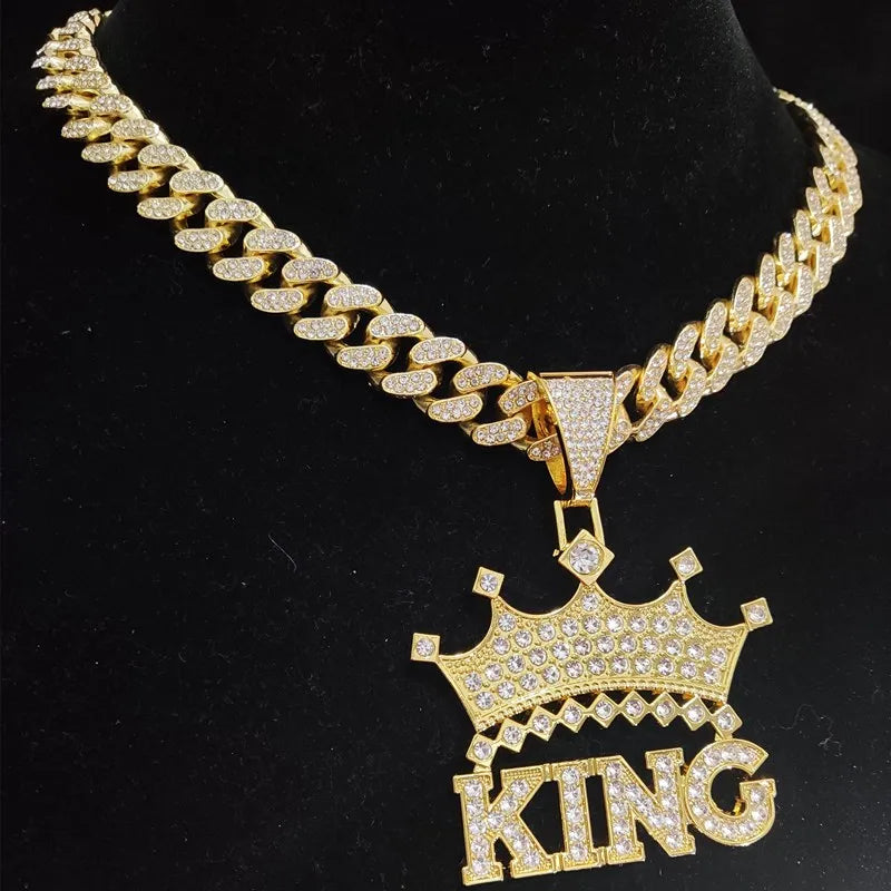 Chaîne cubaine King avec couronne creuse de style rue, 1 pièce