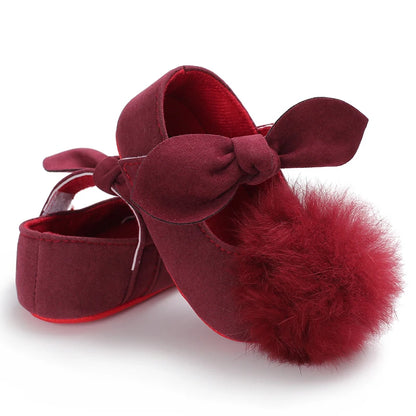 Chaussures de marche antidérapantes pour bébé princesse rouge avec semelle en tissu doux