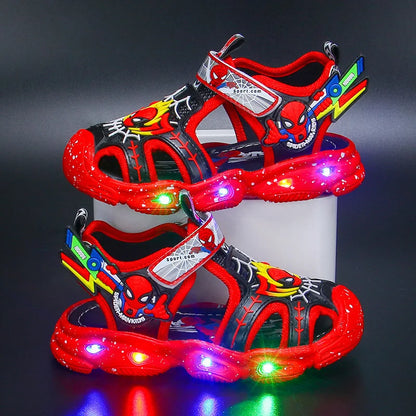 Sandales de sport à LED Spiderman à semelle souple Disney pour garçons