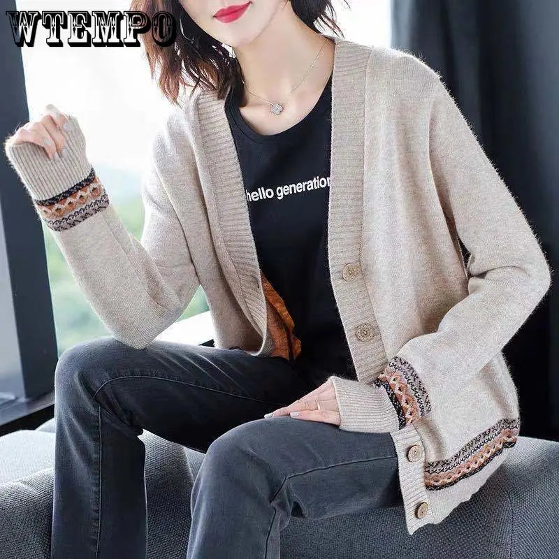 Stylish Loose V-Neck Korean Knitted Cardigan