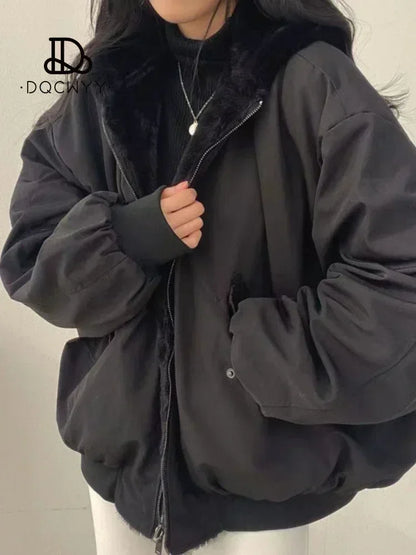 Nouvelle veste zippée à capuche surdimensionnée pour femme