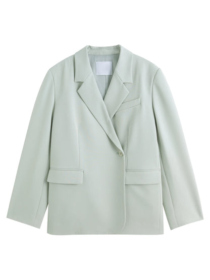 Amii Minimalism Spring Office Lady Blazer mit Spitzen-Tanktop mit V-Ausschnitt