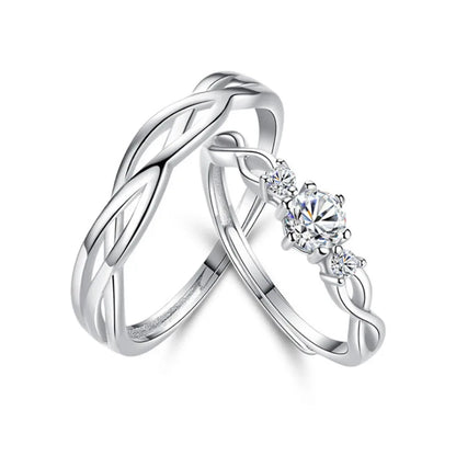 2Pcs Simple and Elegant Moissanite Platinum Wedding Rings