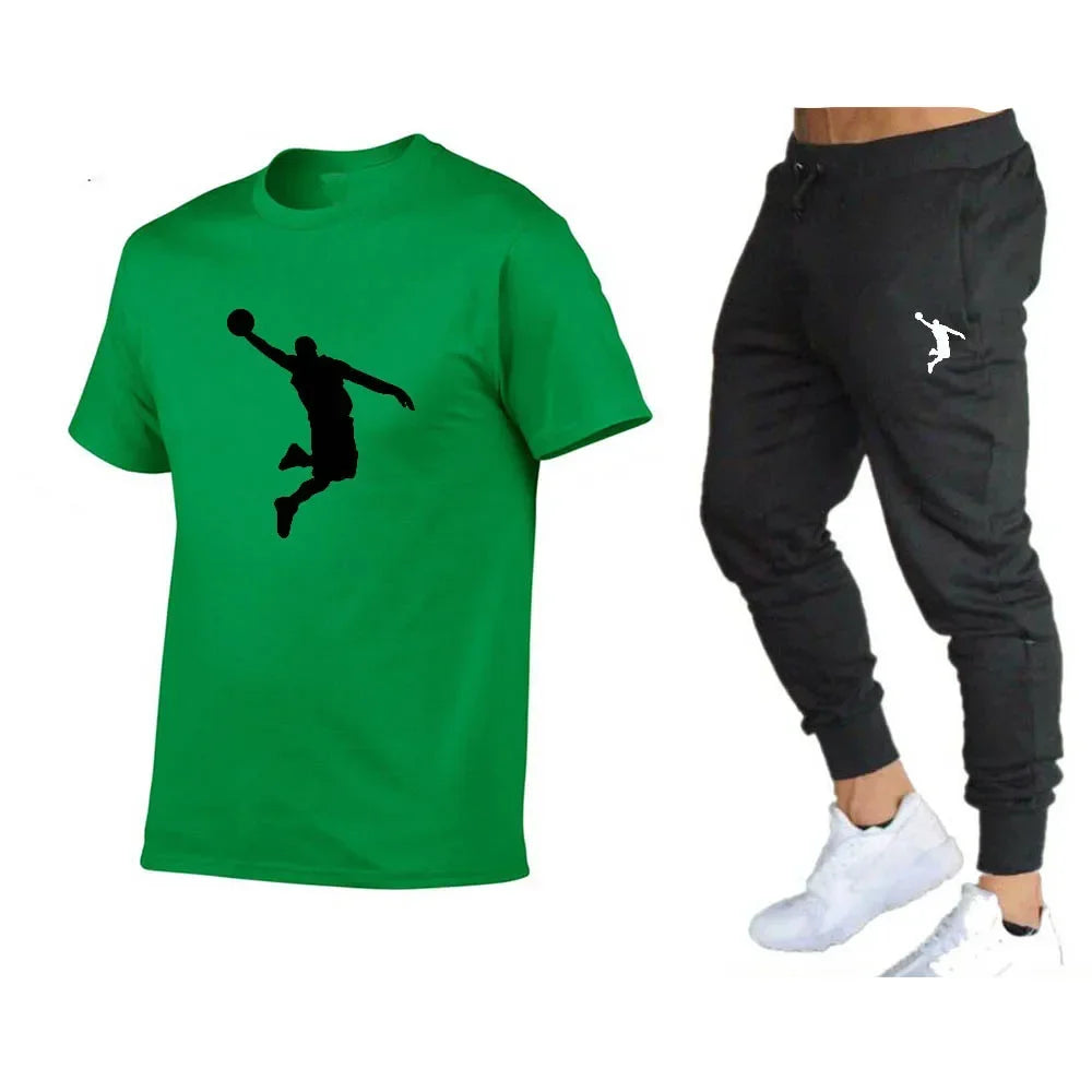 Luxuriöser Designer-Trainingsanzug für Herren: T-Shirt- und Hosen-Set