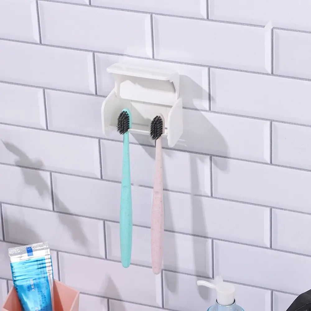 Wall-Mounted Toothbrush Holder & Toothpaste Hook - Family Storage