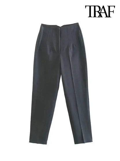 Pantalon vintage taille haute avec détails de couture