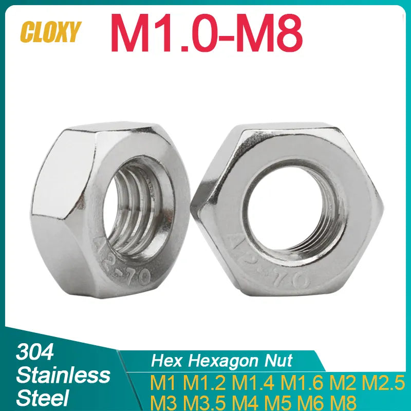 Stainless Steel Hex Various Sizes Nuts