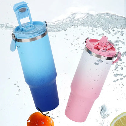 Stainless Steel Insulated Straw Lid Water Bottle