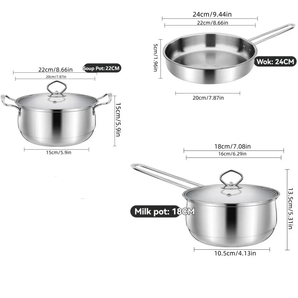 Stainless Steel Pots and Pans Kitchen Cookware Set