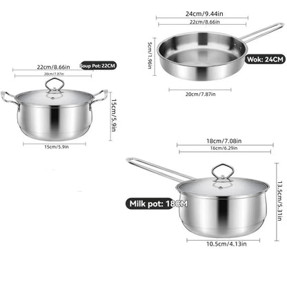 Stainless Steel Pots and Pans Kitchen Cookware Set