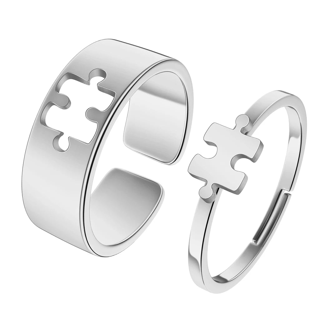 Stainless Steel Puzzle Promise Adjustable Rings