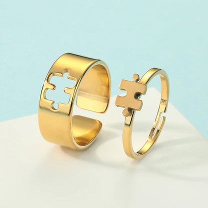 Stainless Steel Puzzle Promise Adjustable Rings