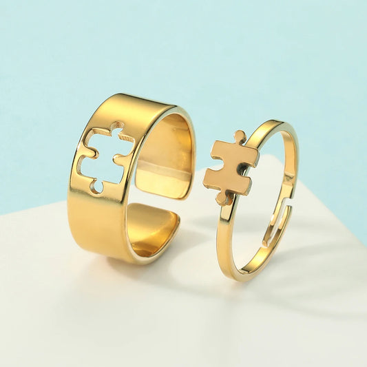 Stainless Steel Puzzle Promise Adjustable Rings