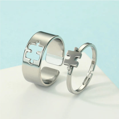Stainless Steel Puzzle Promise Adjustable Rings