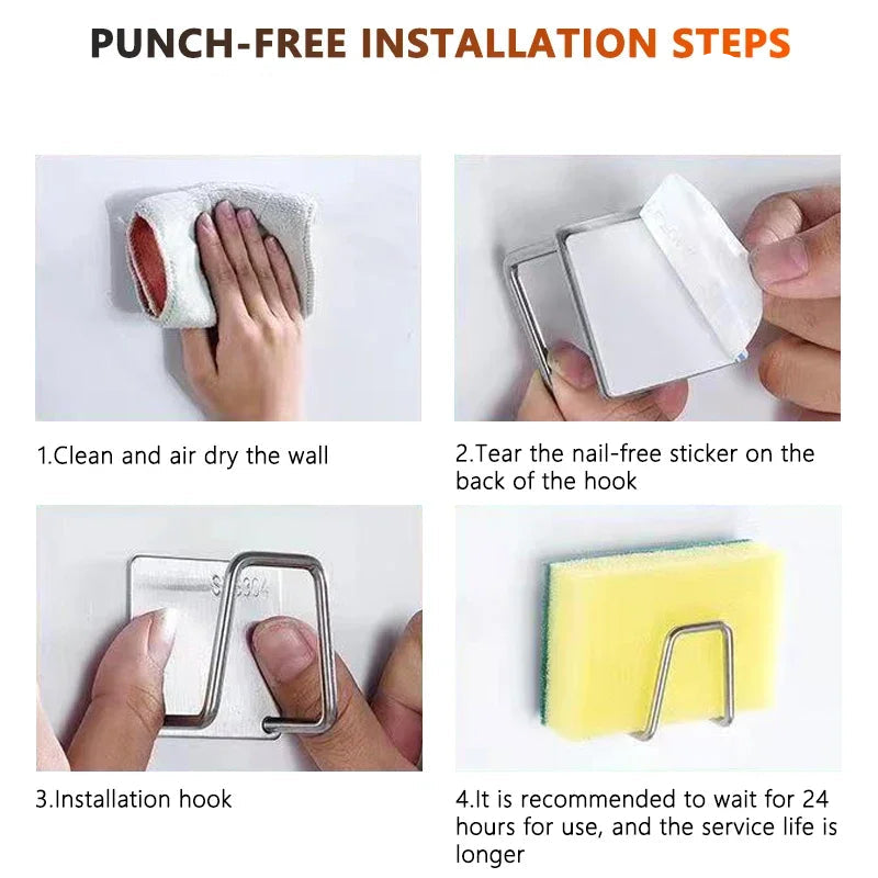 Stainless Steel Self-Adhesive Sink Organizer