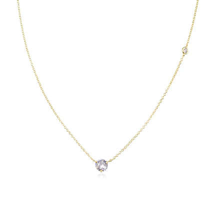 Sterling Silver Lavender Rhodolite Zircon Charm Necklace