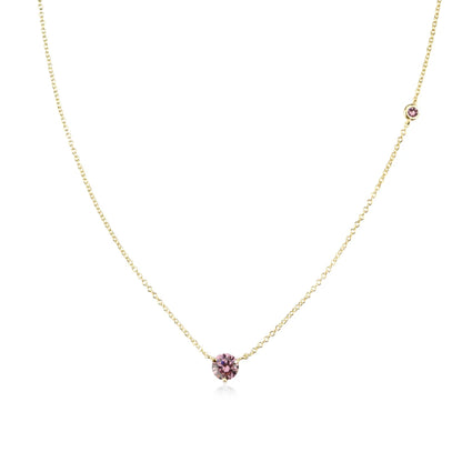 Sterling Silver Lavender Rhodolite Zircon Charm Necklace