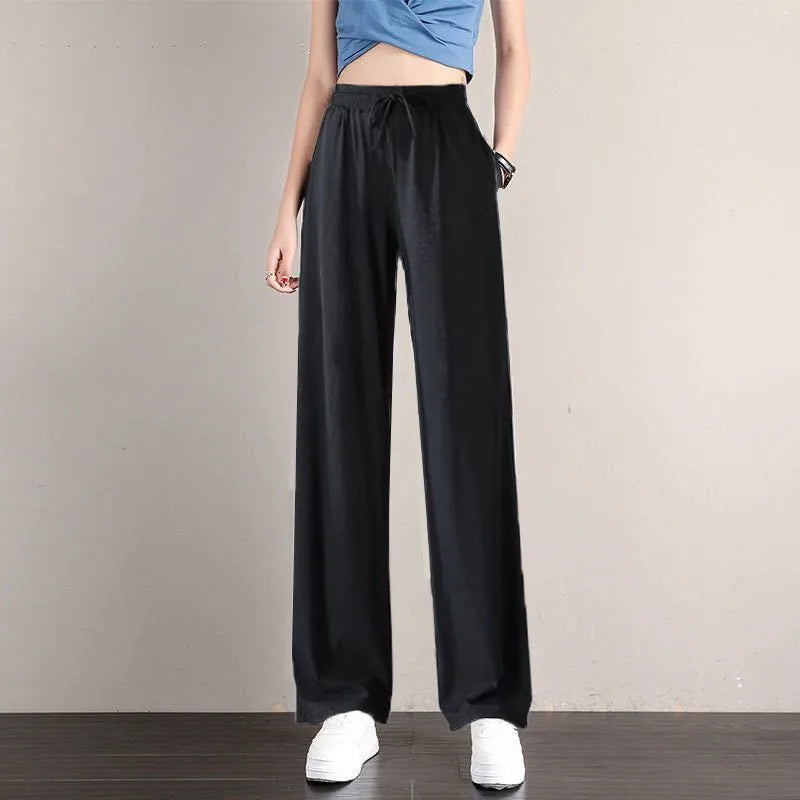Summer Ice Silk Women's Elastic Waist Pants