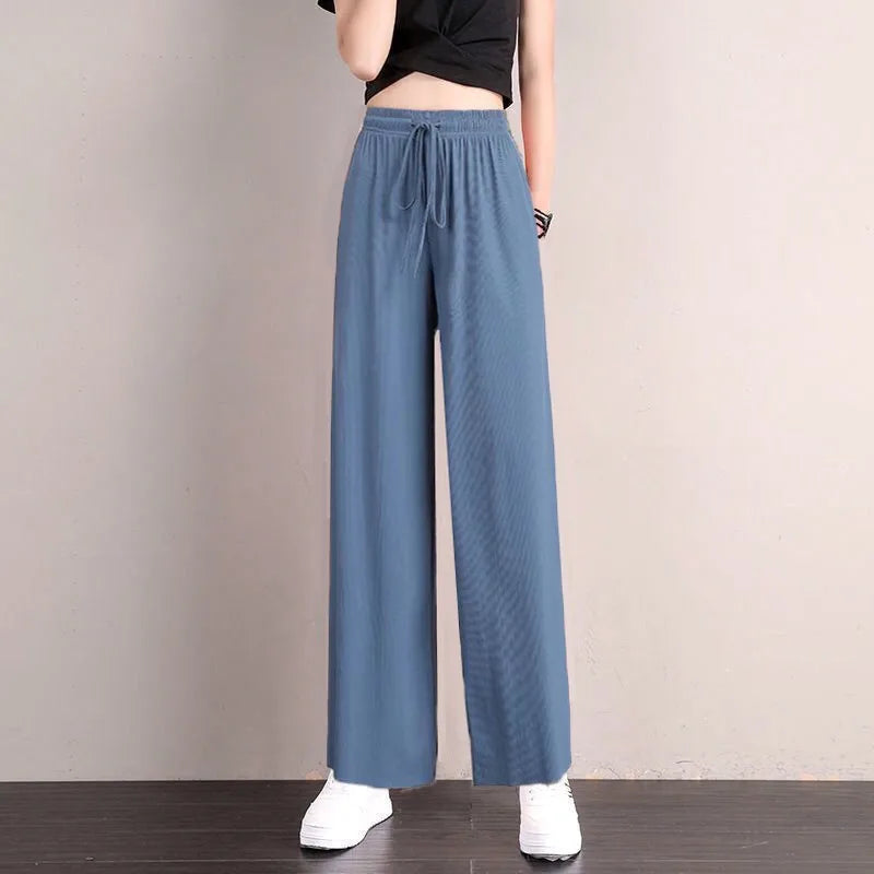 Summer Ice Silk Women's Elastic Waist Pants