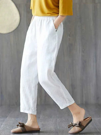 Summer Retro Print Cotton Straight Harem Sweatpants