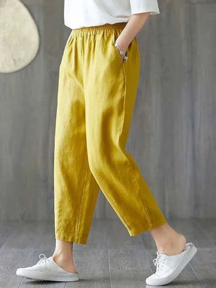 Summer Retro Print Cotton Straight Harem Sweatpants